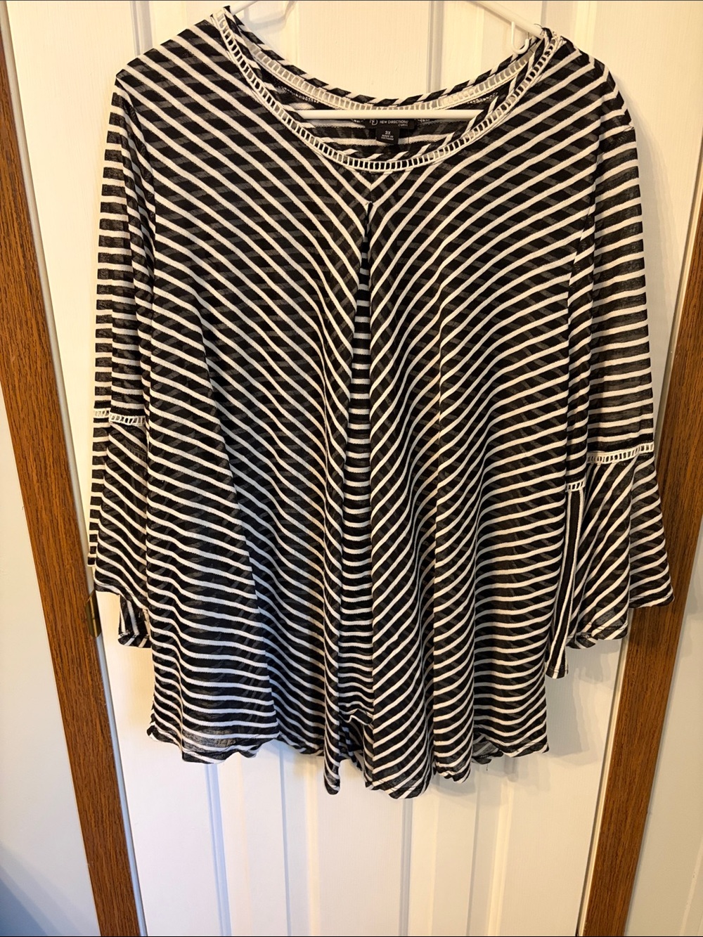 new directions Black & White Striped Bell Sleeve Tunic
